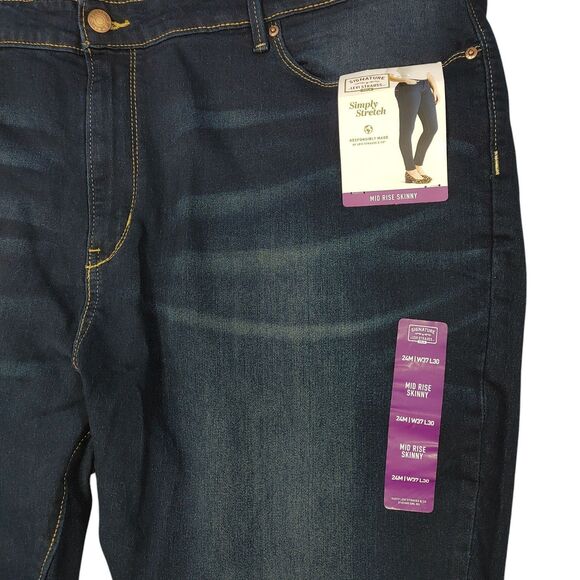 Levi's Signature Gold Mid-Rise Skinny Stretch Jeans Dark Blue 24M W37 x L30 NWT - Picture 7 of 15